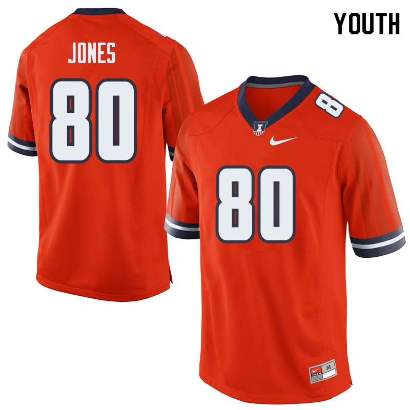 Youth #80 Keith Jones Illinois Fighting Illini College Football Jerseys Sale-Orange